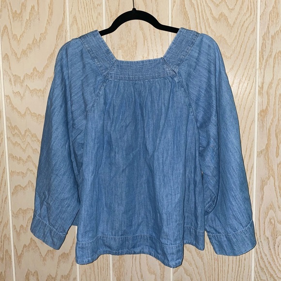 Madewell Denim Top Blouse in Small Blue - Picture 2 of 8